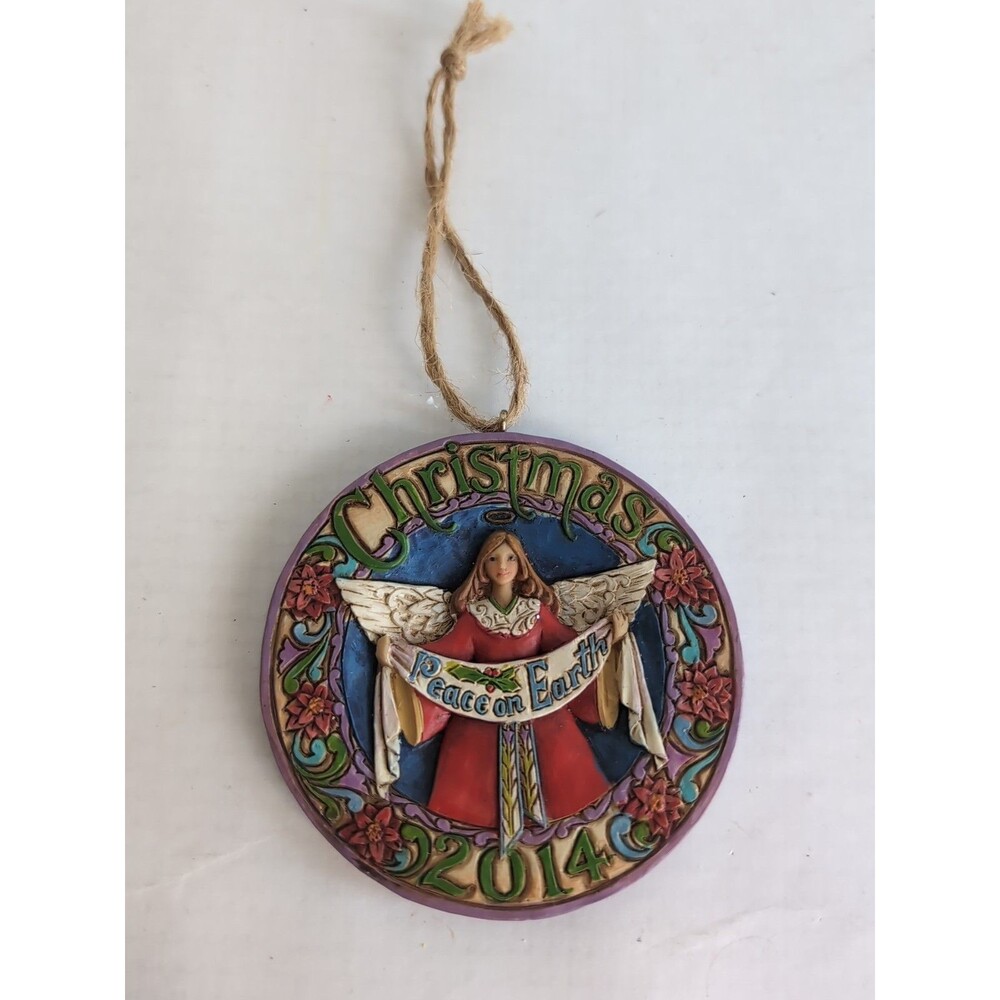 Jim Shore Christmas Ornament Angel 2014 Peace on Earth Annual Medallion
